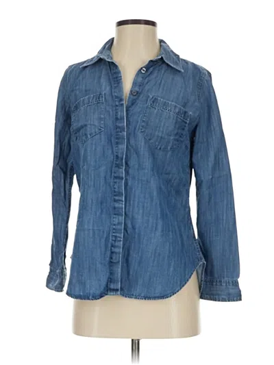 Pre-owned Talbots 3/4 Sleeve Button Down Shirt In Blue