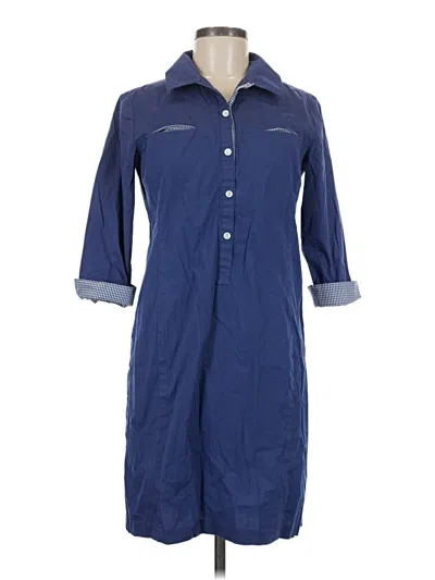 Pre-owned Talbots 3/4 Sleeve Button Down Shirt In Blue