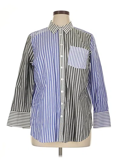 Pre-owned Talbots 3/4 Sleeve Button Down Shirt In Blue