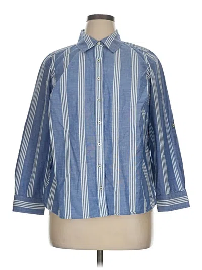 Pre-owned Talbots 3/4 Sleeve Button Down Shirt In Blue