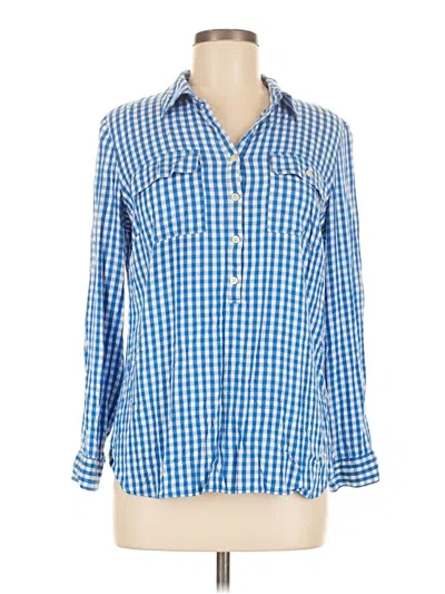 Pre-owned Talbots 3/4 Sleeve Button Down Shirt In Blue
