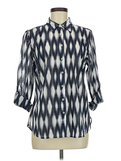 Pre-owned Talbots 3/4 Sleeve Button Down Shirt In Blue