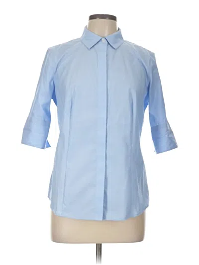 Pre-owned Talbots 3/4 Sleeve Button Down Shirt In Blue
