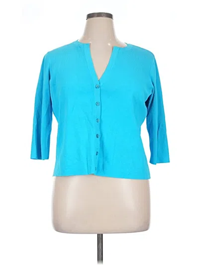 Pre-owned Talbots 3/4 Sleeve Button Down Shirt In Blue