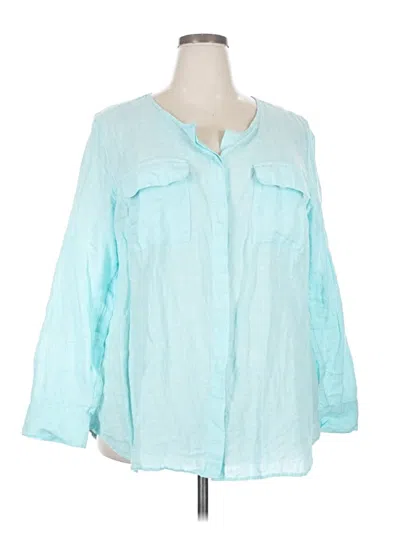 Pre-owned Talbots 3/4 Sleeve Button Down Shirt In Blue
