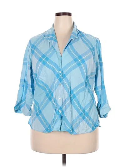 Pre-owned Talbots 3/4 Sleeve Button Down Shirt In Blue