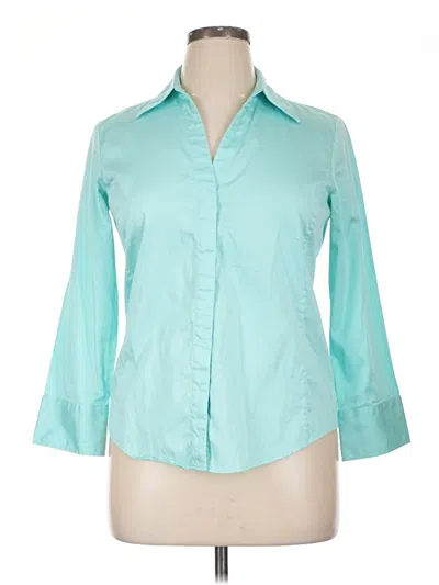 Pre-owned Talbots 3/4 Sleeve Button Down Shirt In Blue