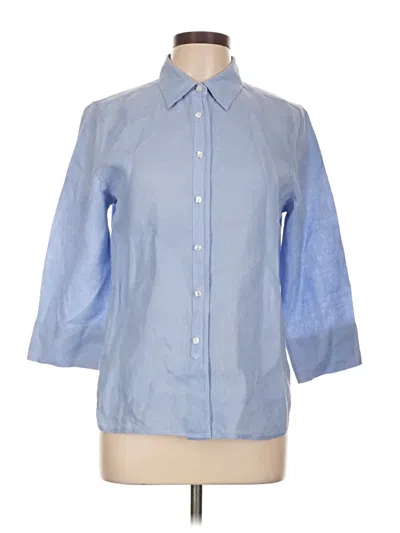 Pre-owned Talbots 3/4 Sleeve Button Down Shirt In Blue