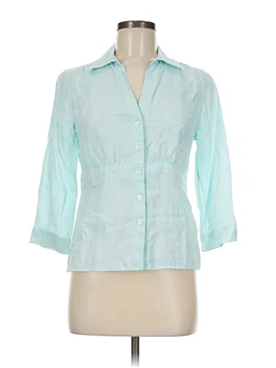 Pre-owned Talbots 3/4 Sleeve Button Down Shirt In Blue