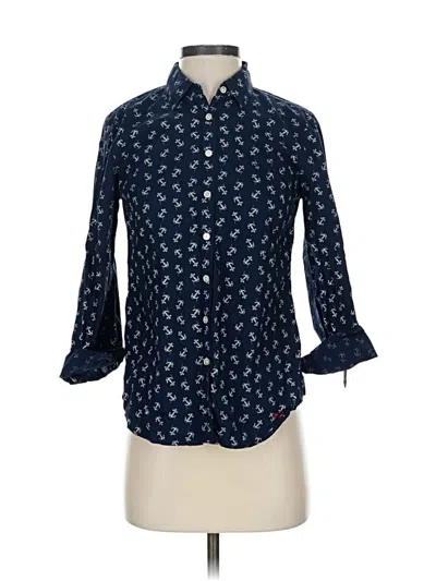 Pre-owned Talbots 3/4 Sleeve Button Down Shirt In Blue