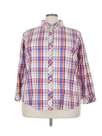 Pre-owned Talbots 3/4 Sleeve Button Down Shirt In Blue