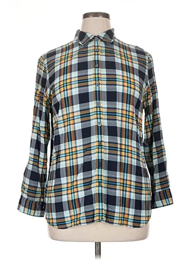 Pre-owned Talbots 3/4 Sleeve Button Down Shirt In Blue