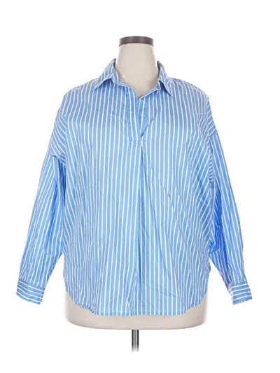 Pre-owned Talbots 3/4 Sleeve Button Down Shirt In Blue