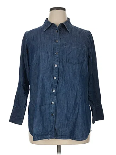 Pre-owned Talbots 3/4 Sleeve Button Down Shirt In Blue
