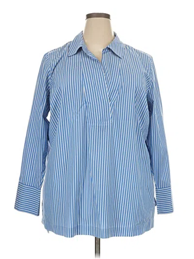 Pre-owned Talbots 3/4 Sleeve Button Down Shirt In Blue