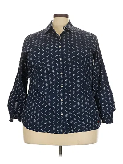 Pre-owned Talbots 3/4 Sleeve Button Down Shirt In Blue