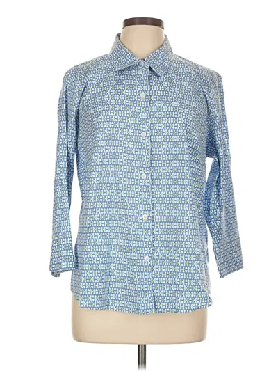 Pre-owned Talbots 3/4 Sleeve Button Down Shirt In Blue