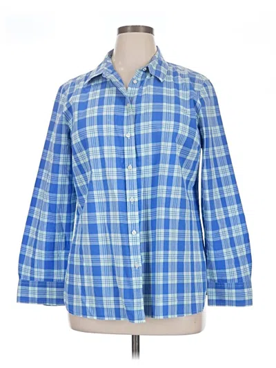 Pre-owned Talbots 3/4 Sleeve Button Down Shirt In Blue