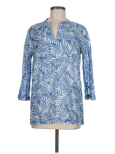 Pre-owned Talbots 3/4 Sleeve Button Down Shirt In Blue