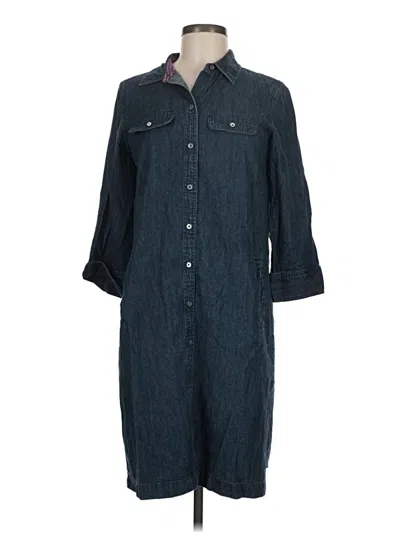Pre-owned Talbots 3/4 Sleeve Button Down Shirt In Blue