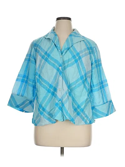 Pre-owned Talbots 3/4 Sleeve Button Down Shirt In Blue