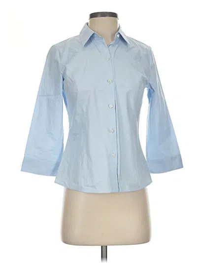 Pre-owned Talbots 3/4 Sleeve Button Down Shirt In Blue