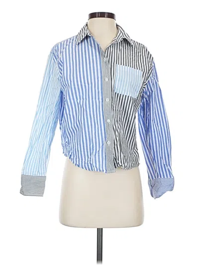 Pre-owned Talbots 3/4 Sleeve Button Down Shirt In Blue
