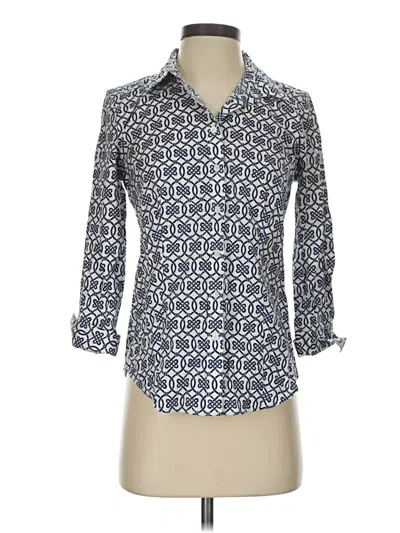 Pre-owned Talbots 3/4 Sleeve Button Down Shirt In Blue