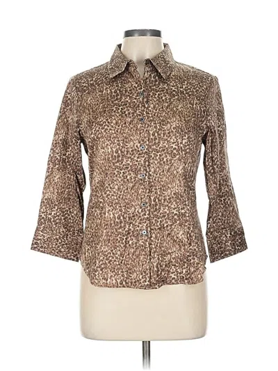 Pre-owned Talbots 3/4 Sleeve Button Down Shirt In Brown