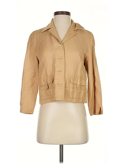 Pre-owned Talbots 3/4 Sleeve Button Down Shirt In Brown