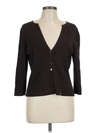 Pre-owned Talbots 3/4 Sleeve Button Down Shirt In Brown