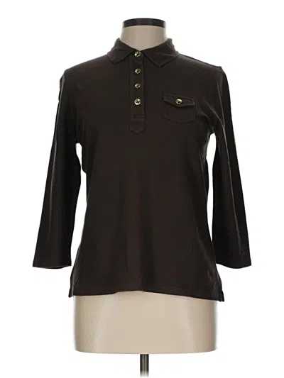 Pre-owned Talbots 3/4 Sleeve Button Down Shirt In Brown