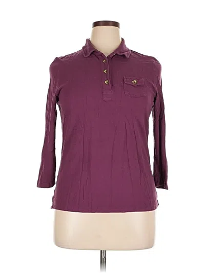 Pre-owned Talbots 3/4 Sleeve Button Down Shirt In Burgundy