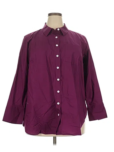 Pre-owned Talbots 3/4 Sleeve Button Down Shirt In Burgundy