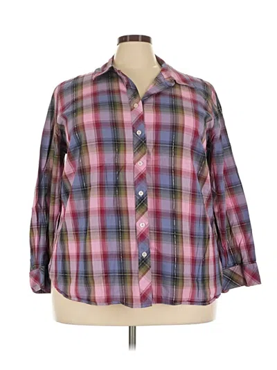 Pre-owned Talbots 3/4 Sleeve Button Down Shirt In Burgundy