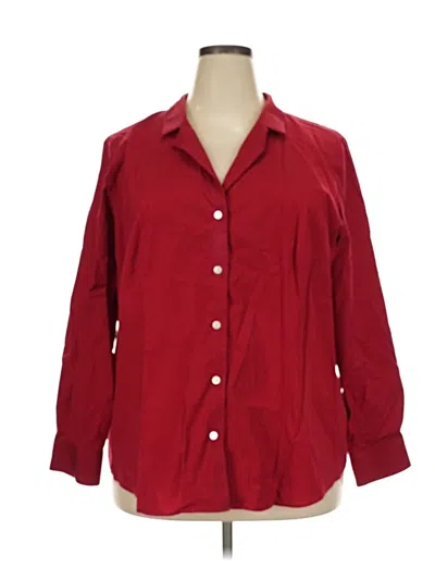 Pre-owned Talbots 3/4 Sleeve Button Down Shirt In Burgundy