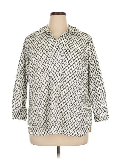 Pre-owned Talbots 3/4 Sleeve Button Down Shirt In Gray