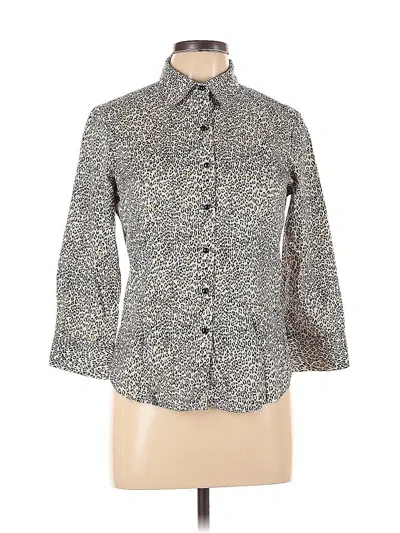 Pre-owned Talbots 3/4 Sleeve Button Down Shirt In Gray