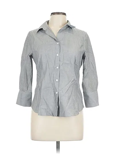 Pre-owned Talbots 3/4 Sleeve Button Down Shirt In Gray