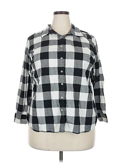 Pre-owned Talbots 3/4 Sleeve Button Down Shirt In Gray