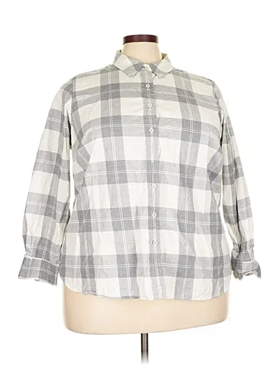 Pre-owned Talbots 3/4 Sleeve Button Down Shirt In Gray