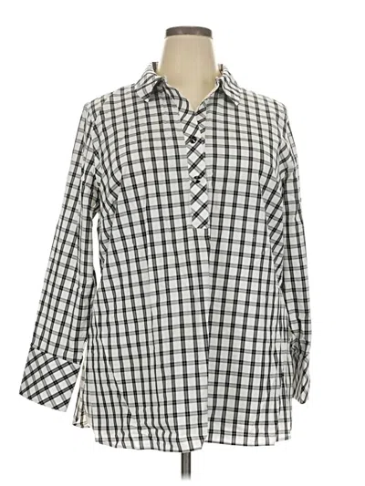 Pre-owned Talbots 3/4 Sleeve Button Down Shirt In Gray