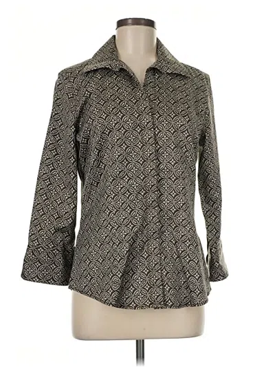 Pre-owned Talbots 3/4 Sleeve Button Down Shirt In Gray