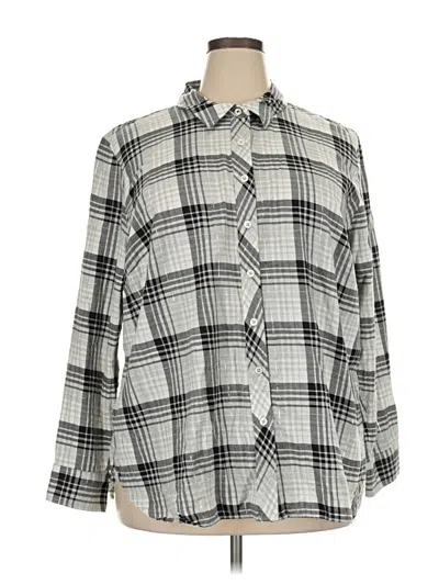 Pre-owned Talbots 3/4 Sleeve Button Down Shirt In Gray