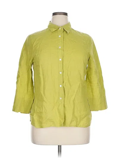 Pre-owned Talbots 3/4 Sleeve Button Down Shirt In Green