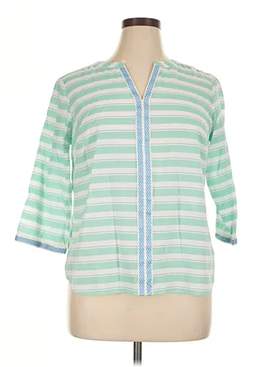 Pre-owned Talbots 3/4 Sleeve Button Down Shirt In Green
