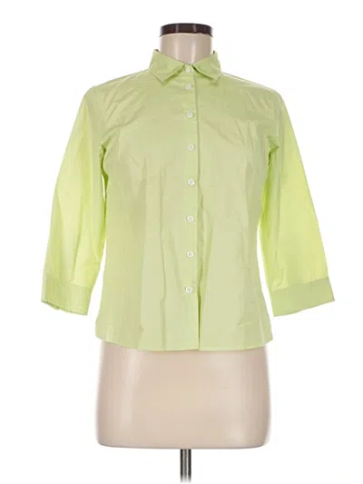 Pre-owned Talbots 3/4 Sleeve Button Down Shirt In Green