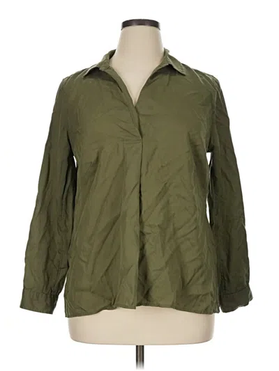 Pre-owned Talbots 3/4 Sleeve Button Down Shirt In Green