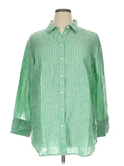 Pre-owned Talbots 3/4 Sleeve Button Down Shirt In Green