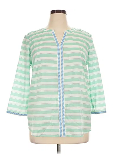Pre-owned Talbots 3/4 Sleeve Button Down Shirt In Green